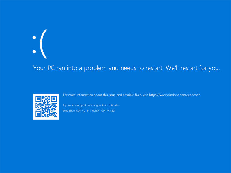 Blue Screen Bsod Config Initialization Failed After Wim Image